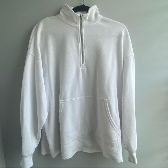 aerie Tops - Aerie White Oversized Quarter Zip Sweatshirt